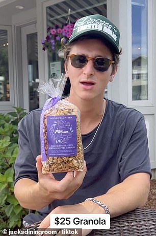 The host sampled $25 granola as part of the review