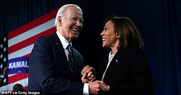 Moments after his announcement, Biden posted an endorsement on X for Harris to take over his campaign. (Photo: Biden and Harris at the 2023 Democratic National Committee winter meeting)