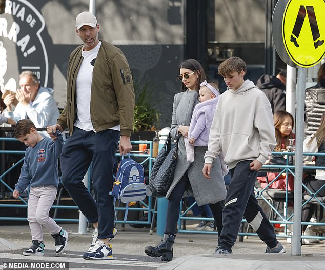 Grant Hackett was spotted with his young family in Melbourne on Monday