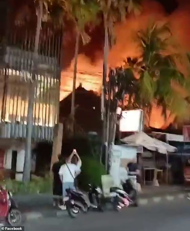 West Australian man Bailey was staying in one of the villas and told Perth radio station 6PR that he and his friends lost almost everything. The fire is pictured