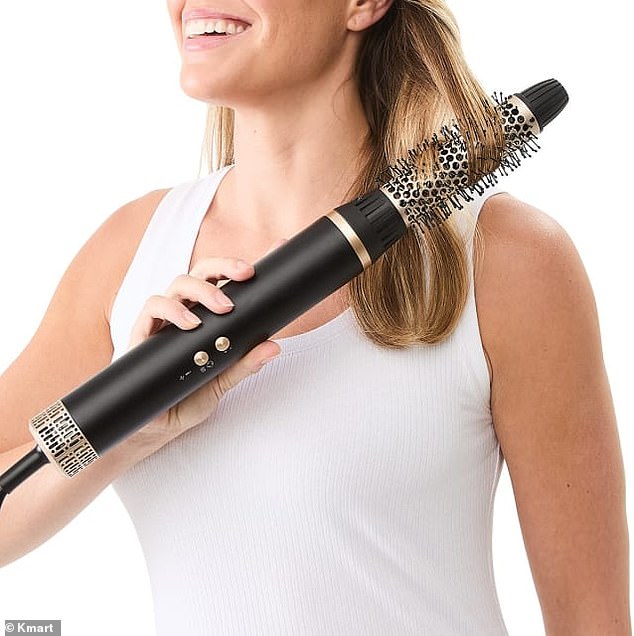 The Kmart Air Styler (pictured) comes with four attachments, three heat and speed settings and a self-cleaning function
