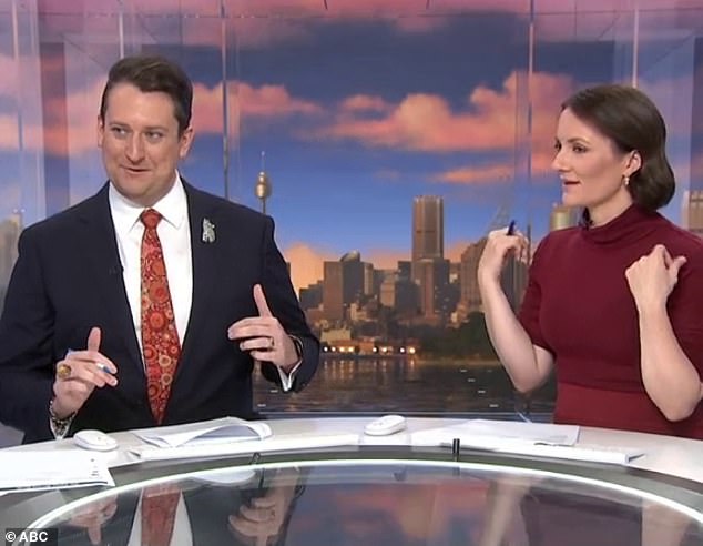 Reporter Amal Wehbe appeared on a panel alongside fellow news reporters Dan Bourchier (left) and Johanna Nicholson (right), where she taught them how to pull off the 'boots and a slicked-back bun' trend