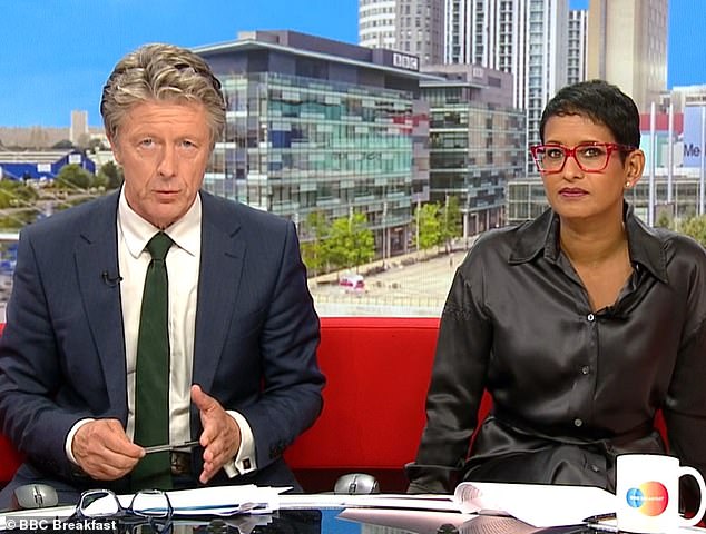 Naga, 49, was overcome with emotion, her voice breaking, as she spoke words of comfort to the grieving mother before her co-star Charlie Stayt stepped in