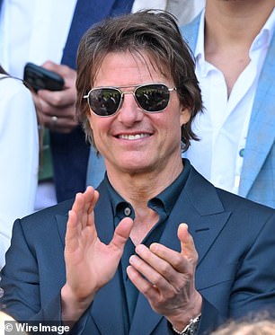 Tom Cruise on day thirteen of the Wimbledon Tennis Championships at the All England Lawn Tennis and Croquet Club on July 13