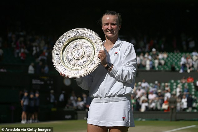 Newly crowned Wimbledon women's singles champion Barbora Krejcikova burst into tears during a touching moment at the club