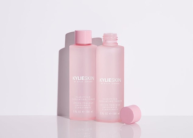 The KylieSkin Clarifying Exfoliating Toner is described as a 'powerful formula that helps brighten skin, minimize the appearance of pores and balance skin' on Kylie Cosmetics