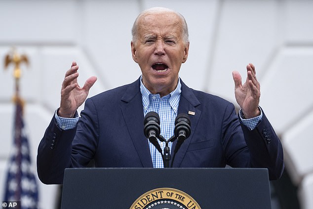 President Joe Biden continued to struggle as he went off script Thursday while attempting to take a dig at former President Donald Trump in his Fourth of July speeches