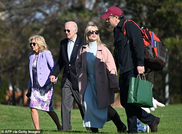 President Joe Biden's family discusses an exit plan for the 2024 race: Above, Joe Biden, Jill Biden, Hunter Biden and Melissa Cohen in April