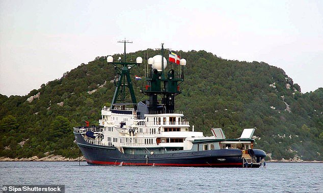 The couple are said to be travelling on Francesca's mother Gretel's superyacht, the Arctic P (pictured), which is worth a staggering AUD$119 million.