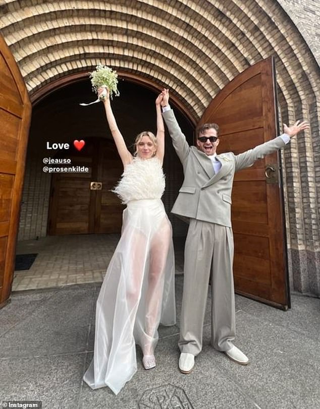 Pernille Rosenkilde, caused a stir in a revealing dress that some called 'inappropriate'. The Danish influencer is pictured here with her husband