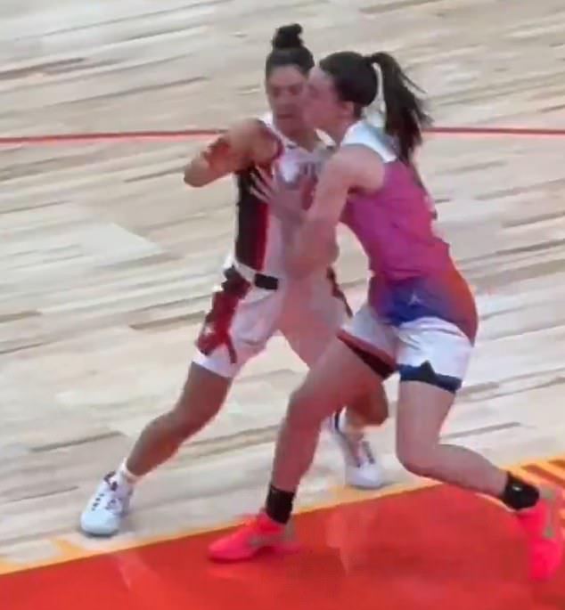 A clip of Caitlin Clark taking on Kelsey Plum at the WNBA All-Star Game has gone viral