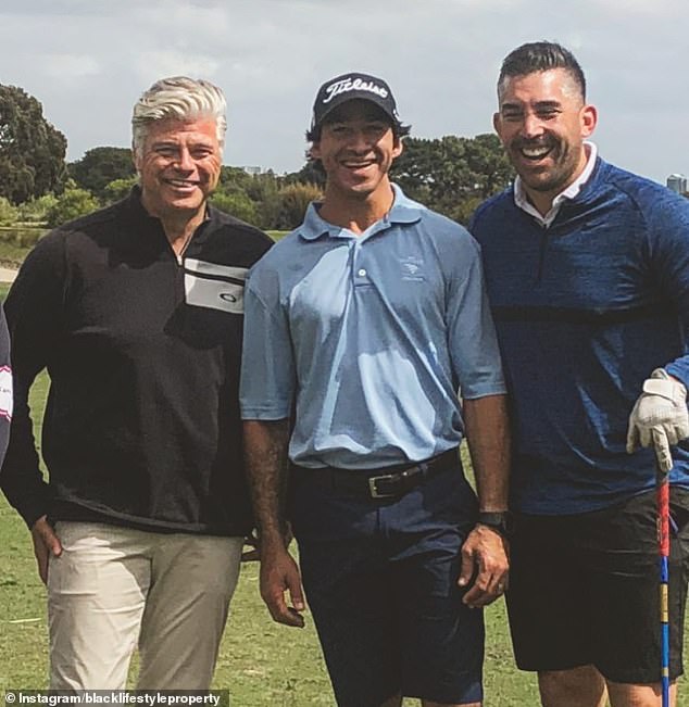Jason Black is seen enjoying a round of golf with NRL legends Johnathan Thurston and Braith Anasta in 2019