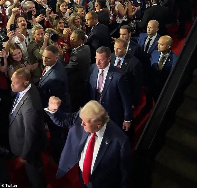 Many on social media noted that former President Donald Trump was surrounded by an all-male security detail on Monday following an assassination attempt on Saturday