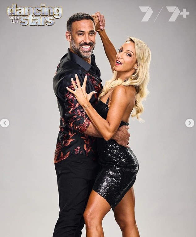 The 40-year-old famed tradie told Daily Mail Australia that a combination of a healthy diet, little alcohol and heavy physical training helped him get in shape. (Pictured with dance partner Jess Raffa)