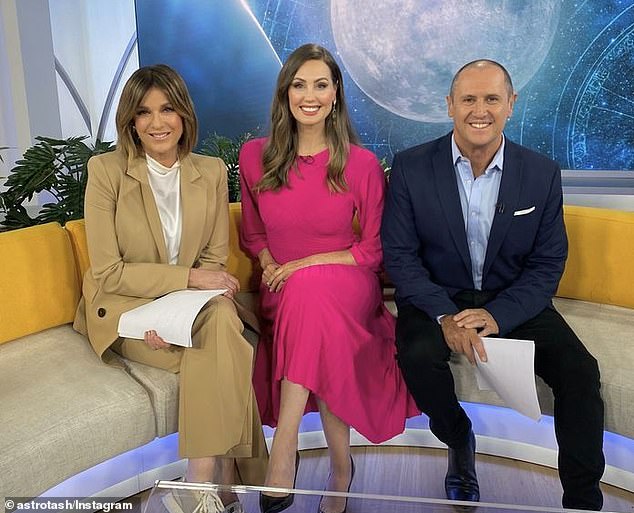 Natasha Weber, aka Astro Tash (pictured centre during a recent appearance on The Morning Show), made her horoscope reading debut on Seven News on Monday night