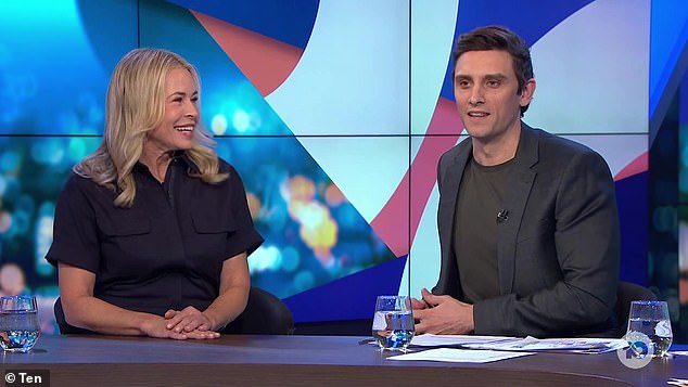 Chelsea Handler (left) made quite the impression when she appeared on Australia's The Project on Monday night. The American comedian got off to a flying start, immediately mocking panelist Sam Taunton (left) after his Barbie joke fell flat