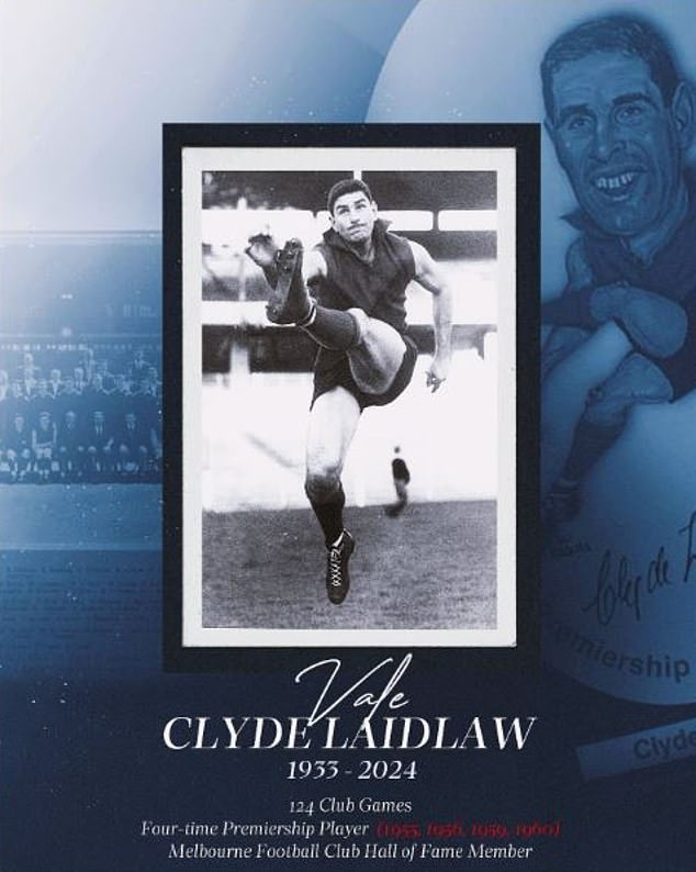 Melbourne mourns the passing of club legend Clyde Laidlaw