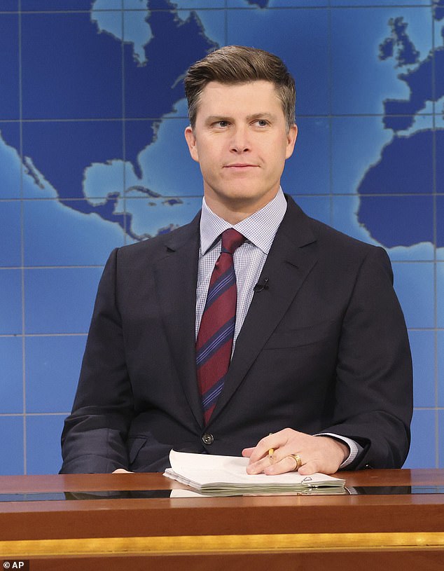 Colin Jost is the host of the upcoming Amazon Prime Jeopardy! spinoff, Pop Culture Jeopardy!; pictured last year on Saturday Night Live