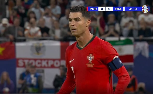 The cameraman focused on Cristiano Ronaldo as he prepared to take a free kick for Portugal