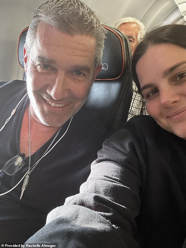 Paul Faust, pictured with fellow passenger Rachelle Almagor, accused JetBlue of anti-Semitism in May after he claimed police called him over a complaint about a Palestinian pin