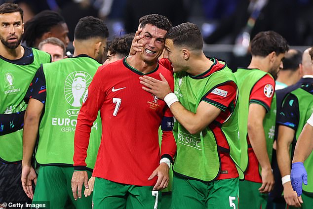 Cristiano Ronaldo was in tears after missing a penalty in extra time against Slovenia