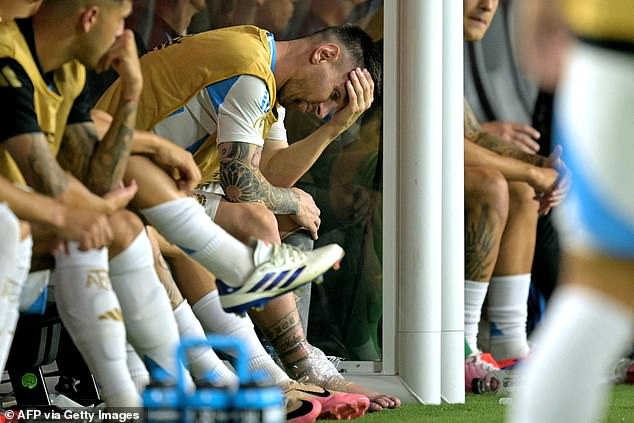 Messi was seen crying on the Argentina bench after being substituted in the 64th minute