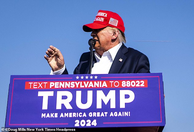 A new photo shows how close a bullet (pictured right) came to killing former President Donald Trump during a rally on Saturday, local time