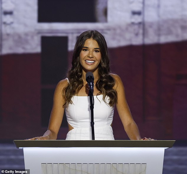 Donald Trump's granddaughter Kai, 17, took the stage at the Republican National Convention in Milwaukee, Wisconsin on Wednesday for her first public speech for her grandfather