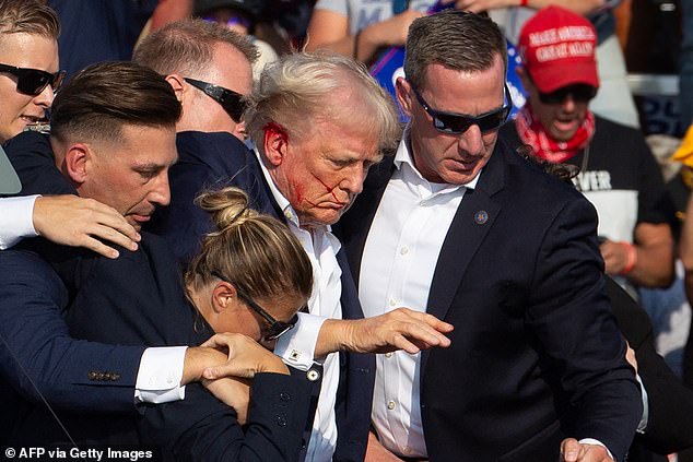 Dr. Ronny Jackson (R-Texas) tells DailyMail.com after visiting Trump that the former president will likely wear an ear bandage for a few days and that the gunshot wound did not require stitches. He said he expects it to heal well