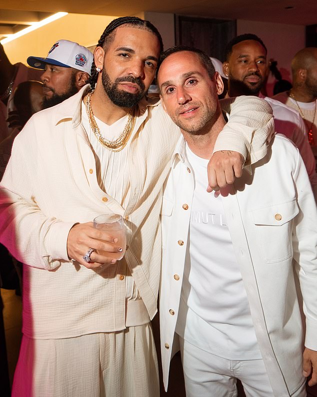 Drake celebrated part of his long holiday weekend by attending the all-white party hosted by Fanatics CEO Michael Rubin