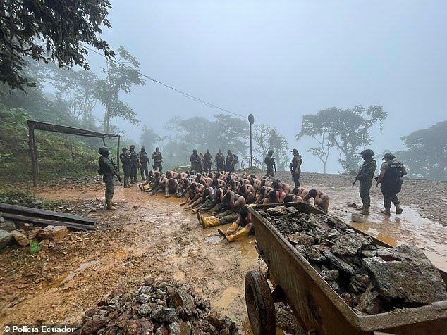 Ecuadorian soldiers rescued 49 miners in an operation in the city of Santa Martha on Wednesday. The military said the troops were met with gunfire from 23 members of Los Lobos, one of the most powerful gangs in the country, before they were able to escape. The troops continued to search the area until they found the hostages, who were being guarded by two gang members