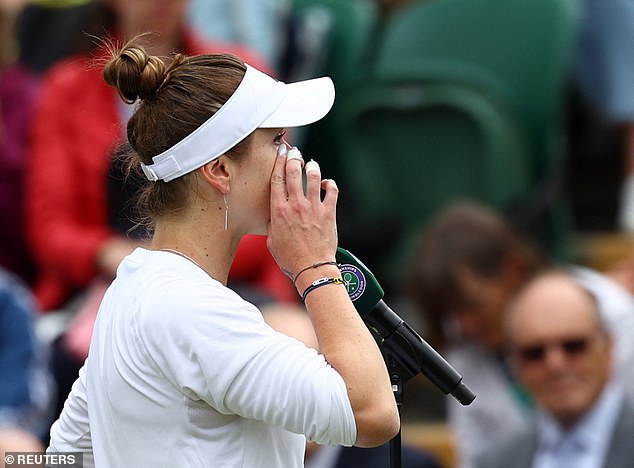 Elina Svitolina burst into tears after her final Wimbledon victory on Monday