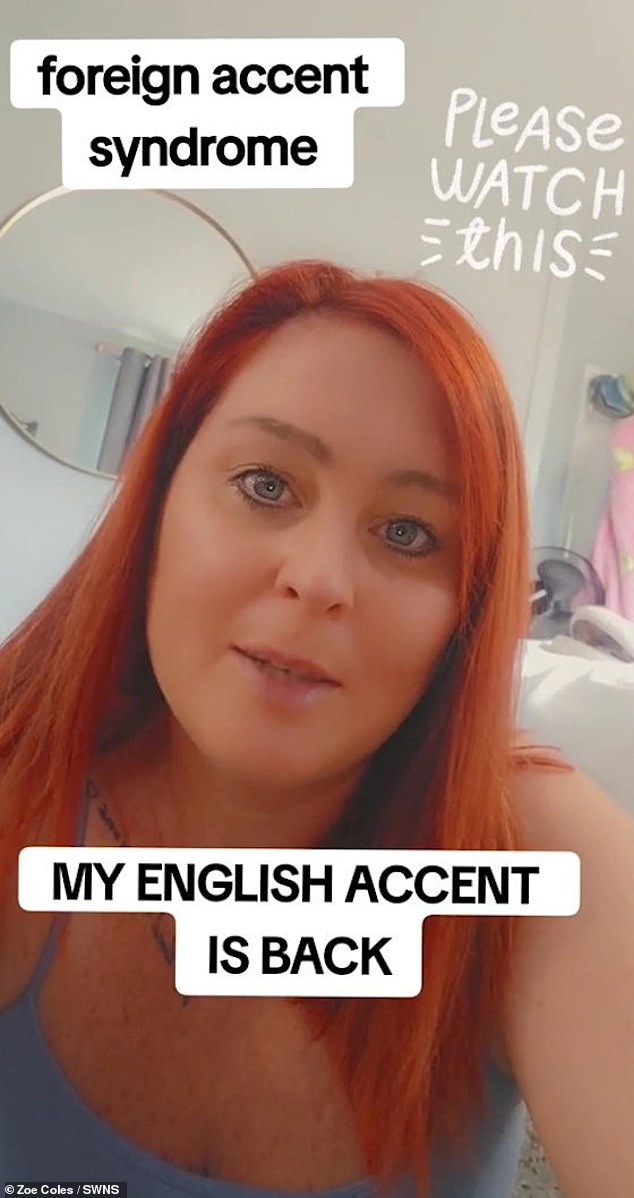 Zoe Coles, 36, from Stamford in Lincolnshire, who woke up with a Welsh accent despite never having visited the country, has her old accent back - a year later