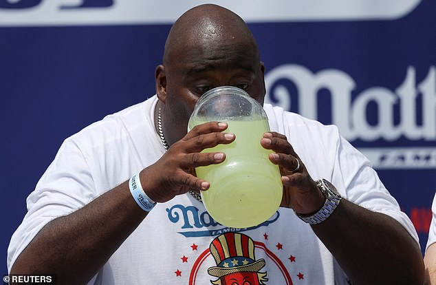 Eric Booker, 55, drank an entire pitcher of lemonade in just 21 seconds on Independence Day