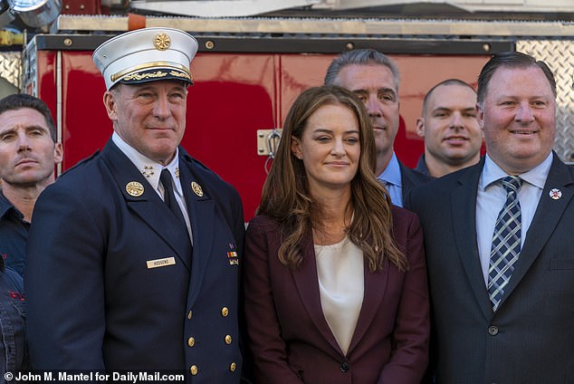 Kavanagh (pictured) texted James to apologize after members of the FDNY booed her at their graduation ceremony, according to reports seen by The New York Post