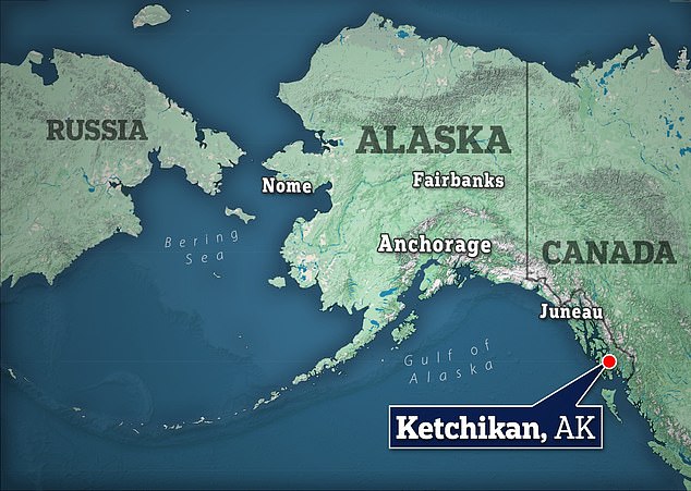 Ketchikan is a city located over 1,500 miles from Anchorage and nearly 300 miles from Juneau