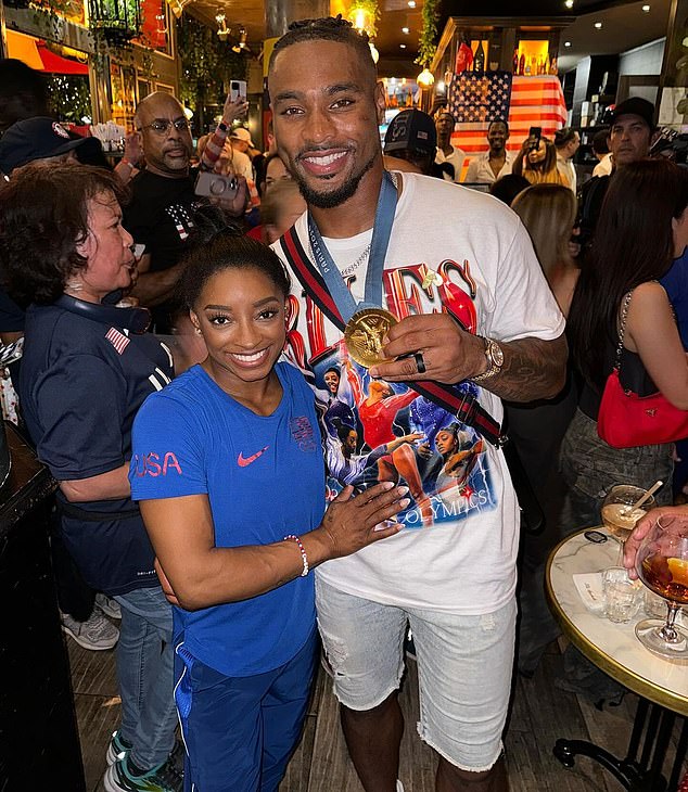 Simone Biles' NFL star husband Jonathan Owens has been criticized by fans for wearing her Olympic gold medal