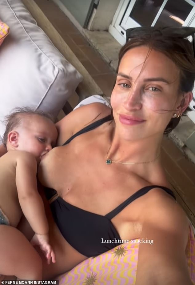 Ferne McCann looked every bit the devoted mother as she shared an adorable breastfeeding video on Instagram on Saturday