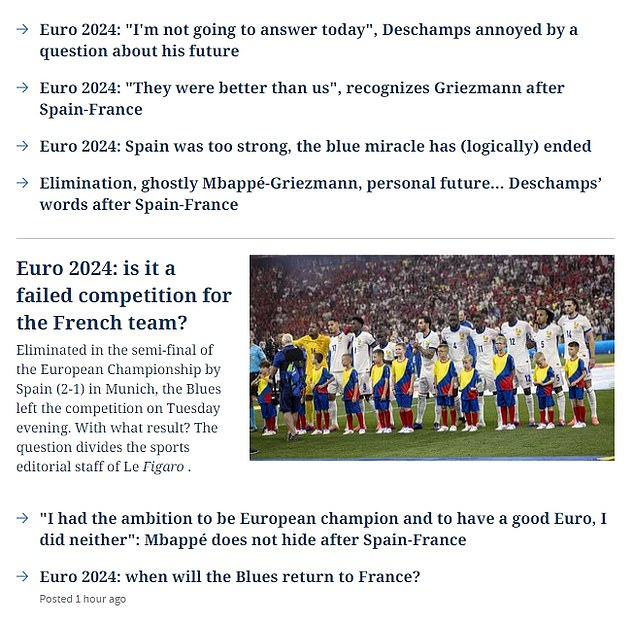 The French press also wondered whether Euro 2024 was a 'failed competition' for France