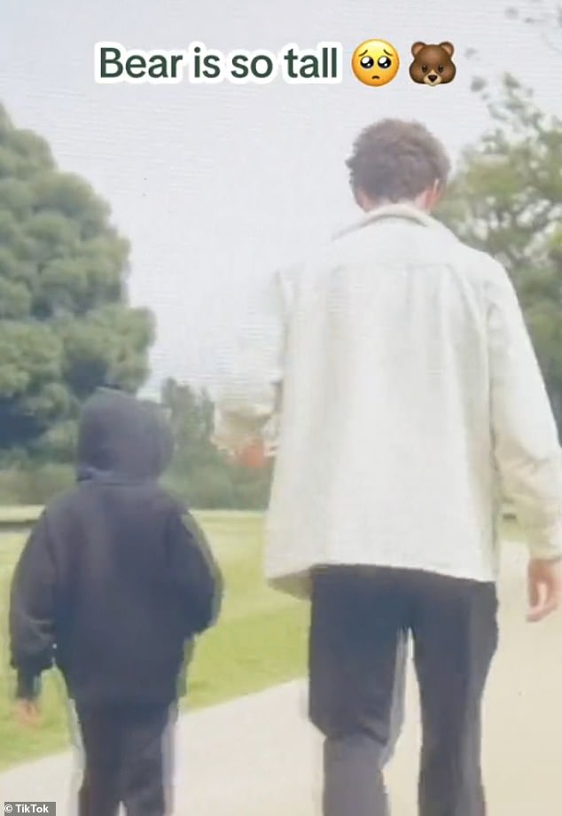 Evidence of the child's growth was also confirmed in a short TikTok video featuring Liam and Bear, who wears a black hoodie that hides his features as he walks alongside his father