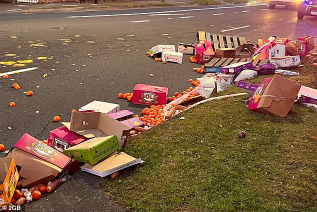 A truck has lost its load (pictured) on Fullers Road in Sydney's northern suburb of Chatswood