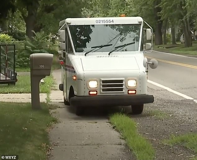 As he spoke, a United States Postal Service (USPS) mail carrier pulled over and drove past Hunt's house and onto the portion of sidewalk that was his neighbor's.