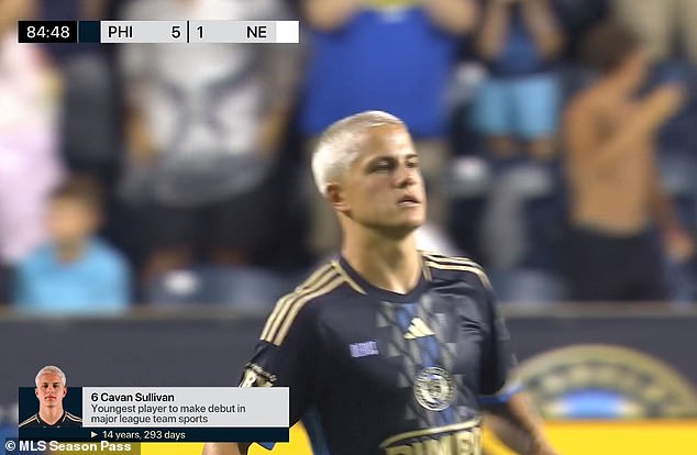 Cavan Sullivan came off the bench to make his debut for the Philadelphia Union