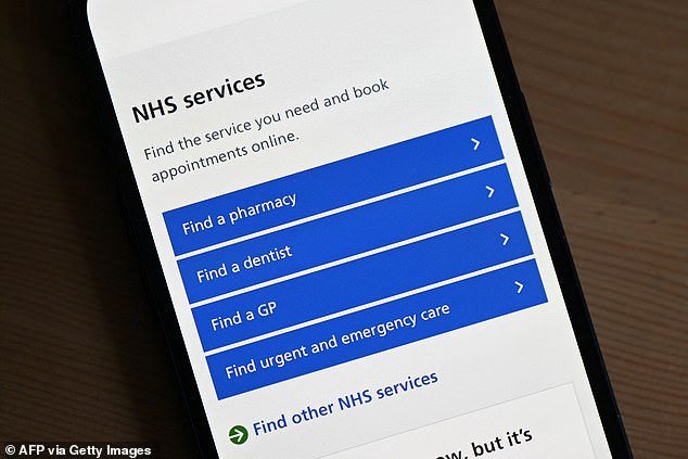 Pictured is the NHS app on a mobile phone screen (file image)