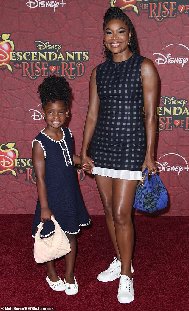 Gabrielle Union brought a special date to the Descendants: The Rise of Red premiere in Los Angeles on Wednesday night: her five-year-old baby girl, Kaavia James Union Wade, on the red carpet