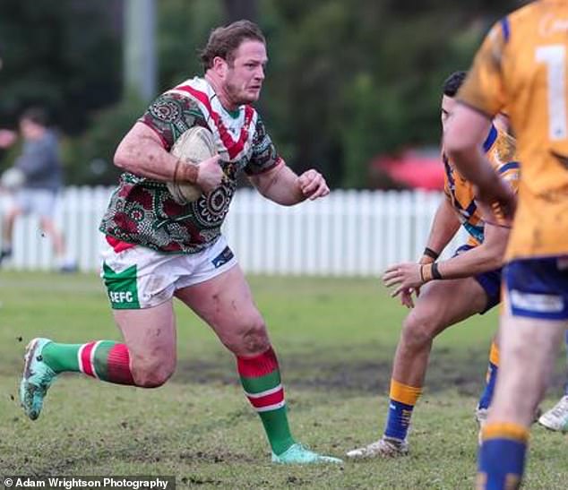 Burgess is pictured attacking the defence as he helps the Seagulls defeat the Coogee Dolphins at Kensington Oval