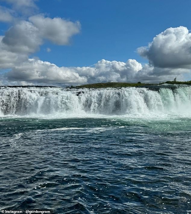 In addition to proud photos of himself holding his catch, Gordon also posted two stunning landscape photos of a waterfall and a long open road next to a lake for his 17.9 million followers