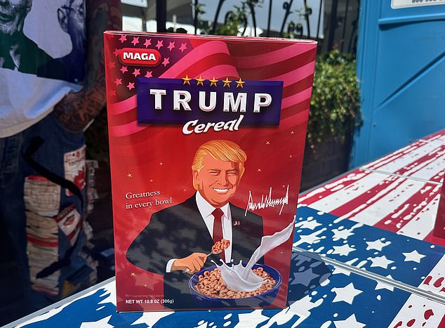 A box of “Trump cereal” will cost you $20. The same goes for the “I'm Voting For The Felon” T-shirt.