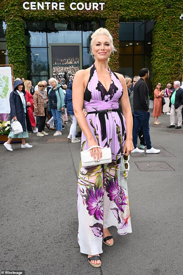It was a cloudy start to the third day of Wimbledon, but the drizzly weather didn't stop Hannah Waddingham, who shone in a bright summer dress