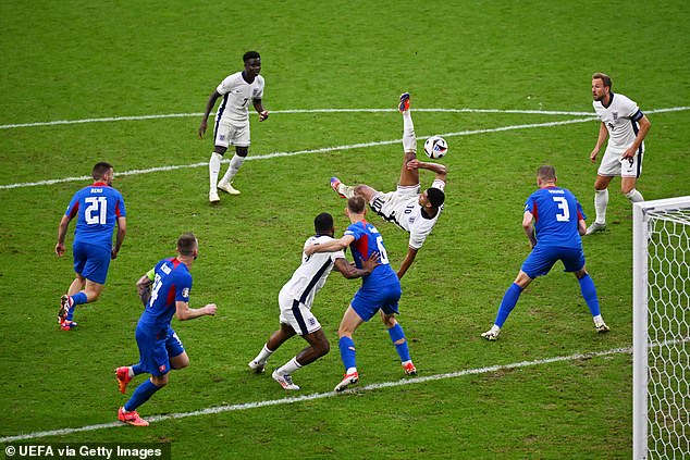 Bellingham scored an acrobatic bicycle kick to save the Three Lions against Slovakia